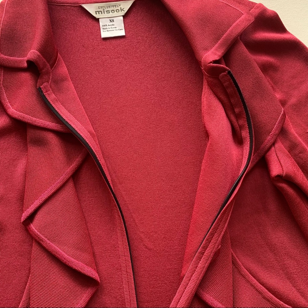 MISOOK pink ruffled cardigan with zipper size XS - Picture 3 of 4